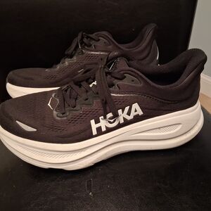 HOKA Women's Bondi 9 Black and White Running Shoes